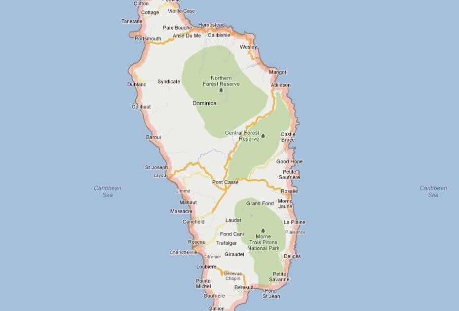 satellit karte von Dominica